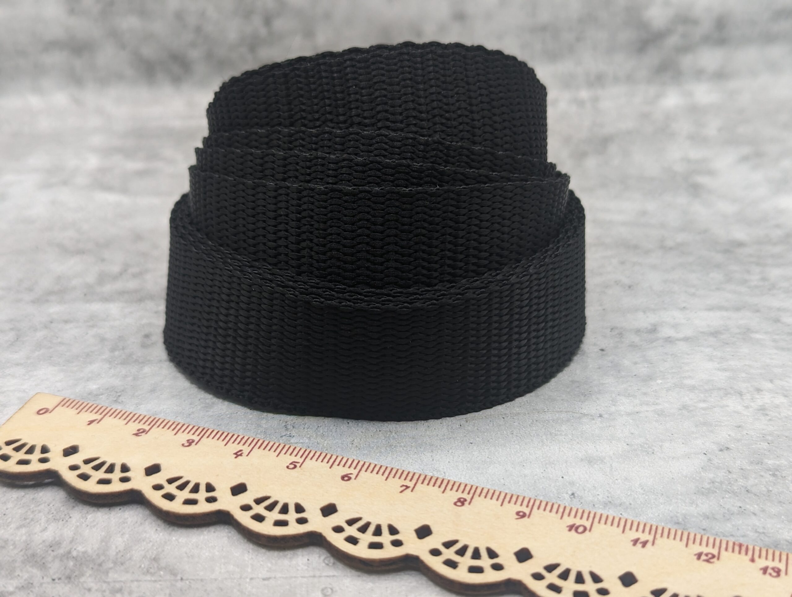 1 inch Polypropylene Strapping - Black with Ruler - Electric Needle Girls