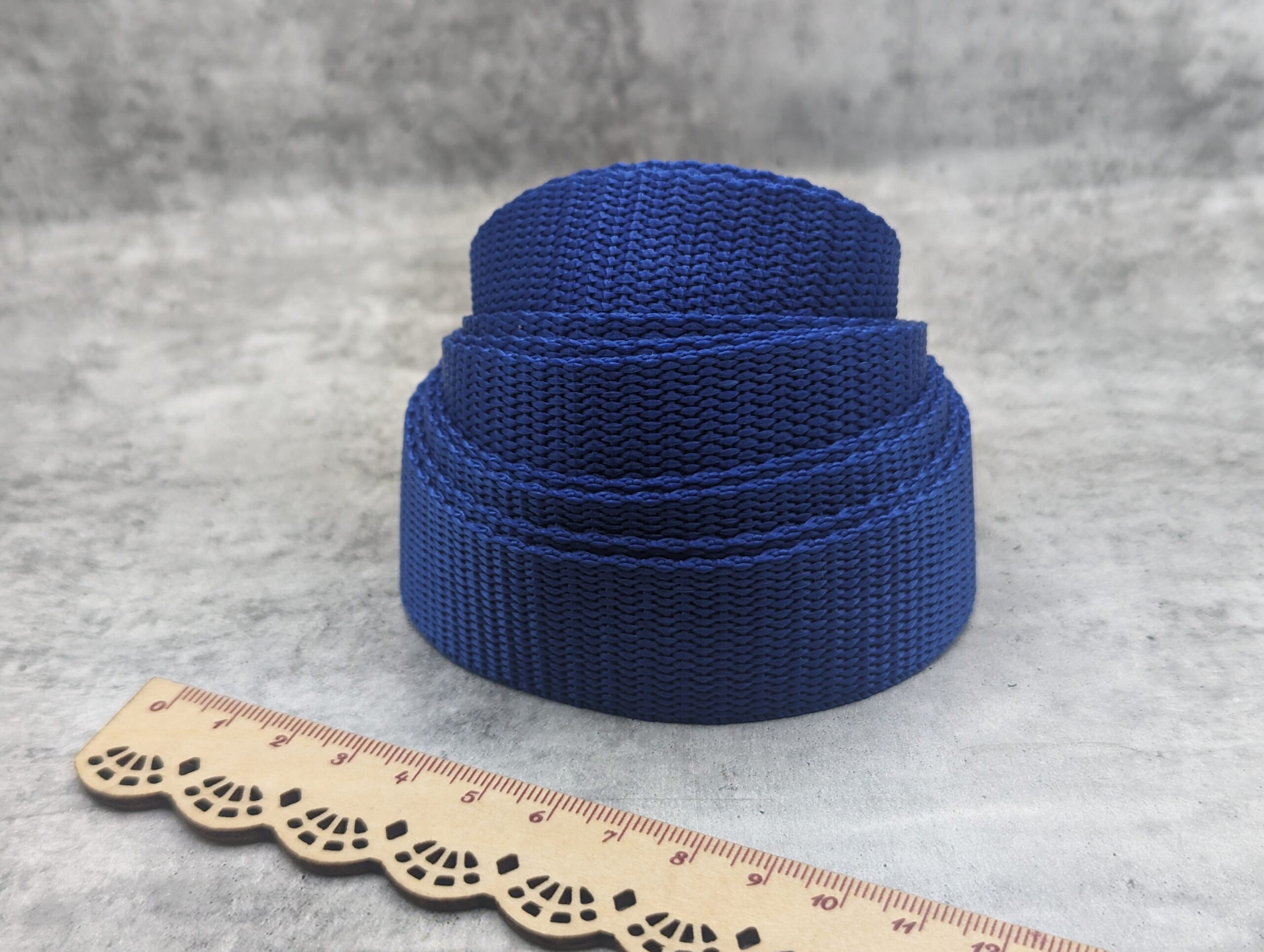 1 inch Polypropylene Strapping - Blue with Ruler - Electric Needle Girls