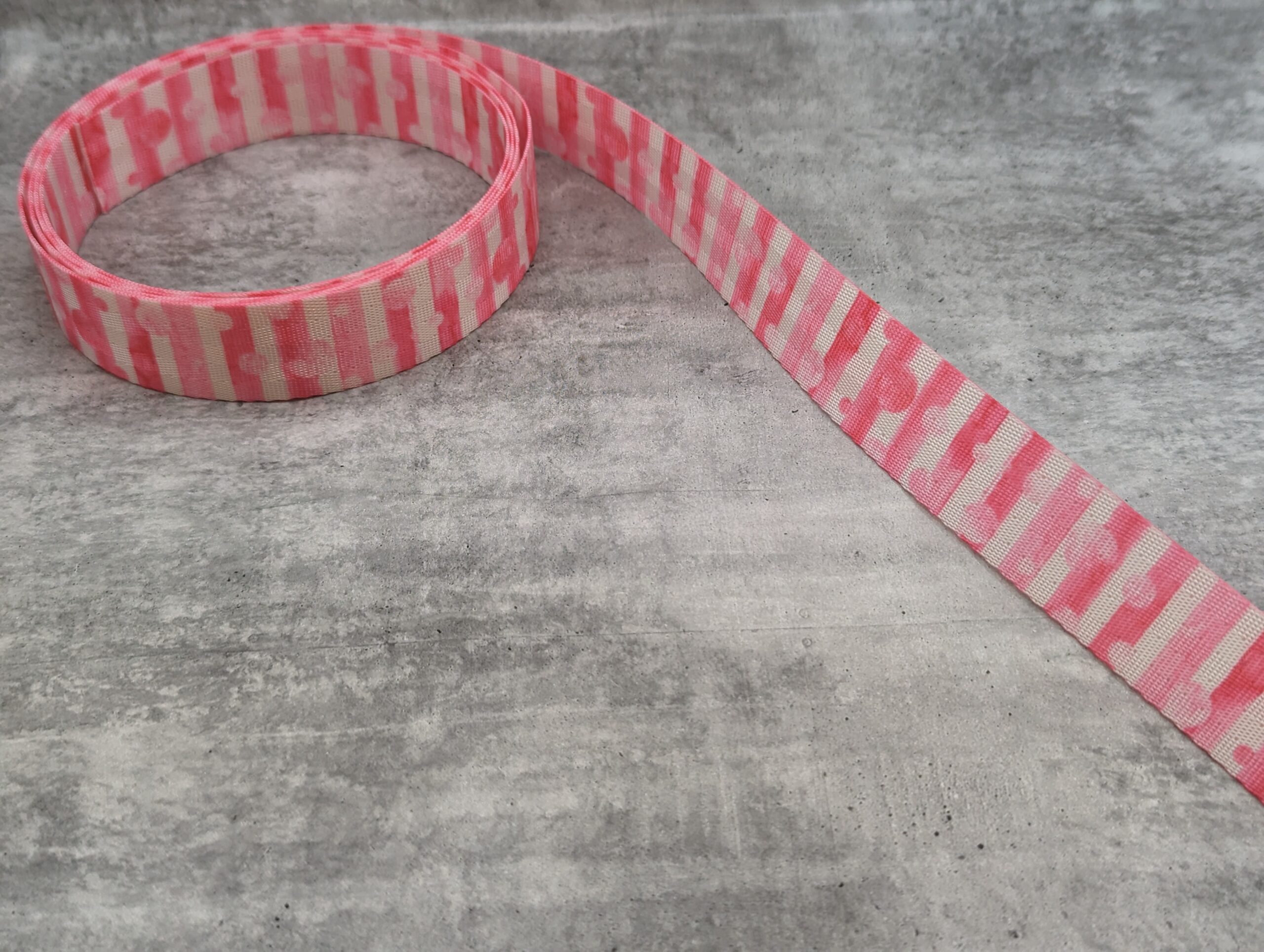 Seatbelt Webbing - Pink & White Stripe 25mm (1inch)